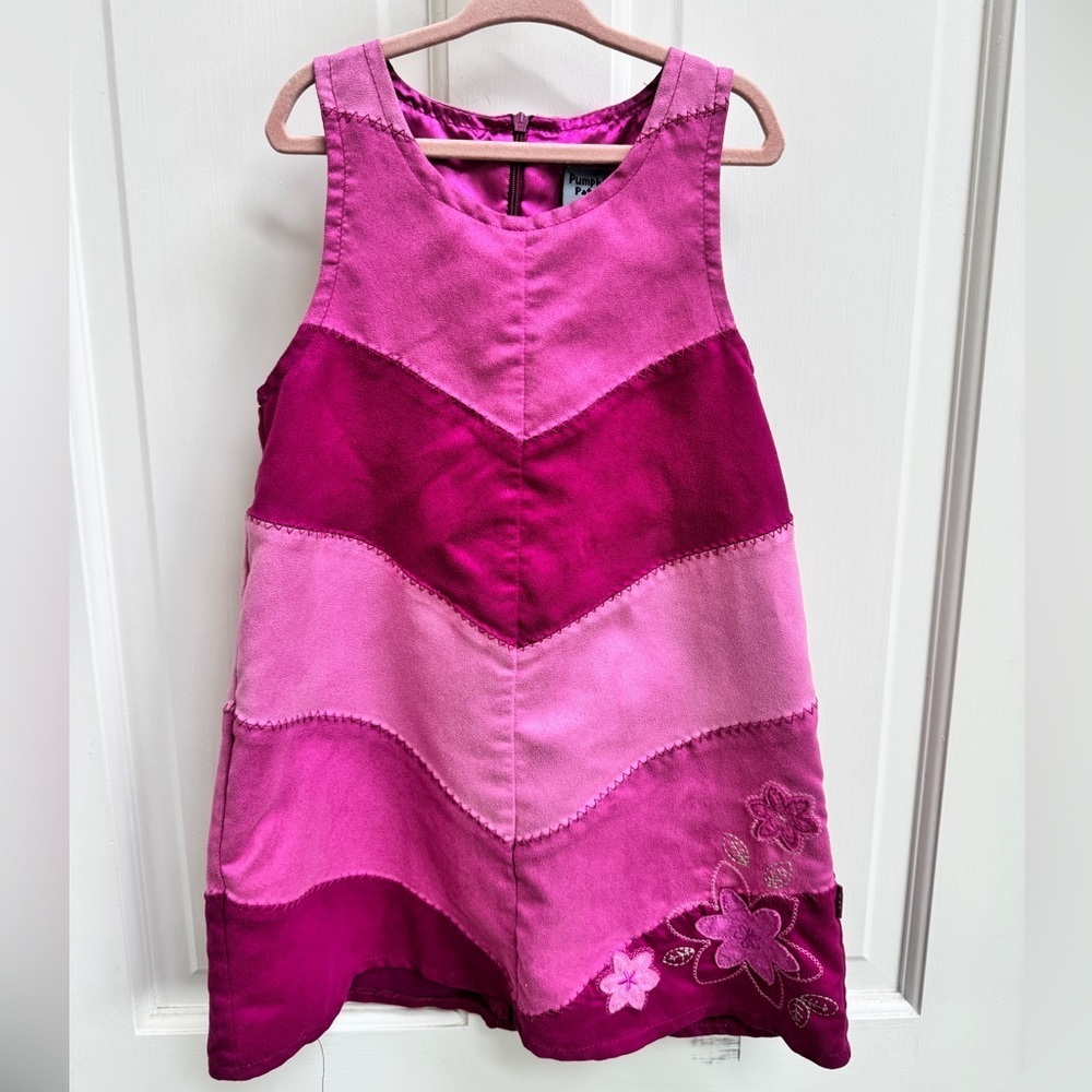 Pumpkin Patch Girls Size 4 Pink and Magenta Sleeveless Stripe Faux Suede Dress